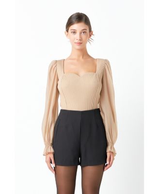 Women's Organza Sleeve Knit Top