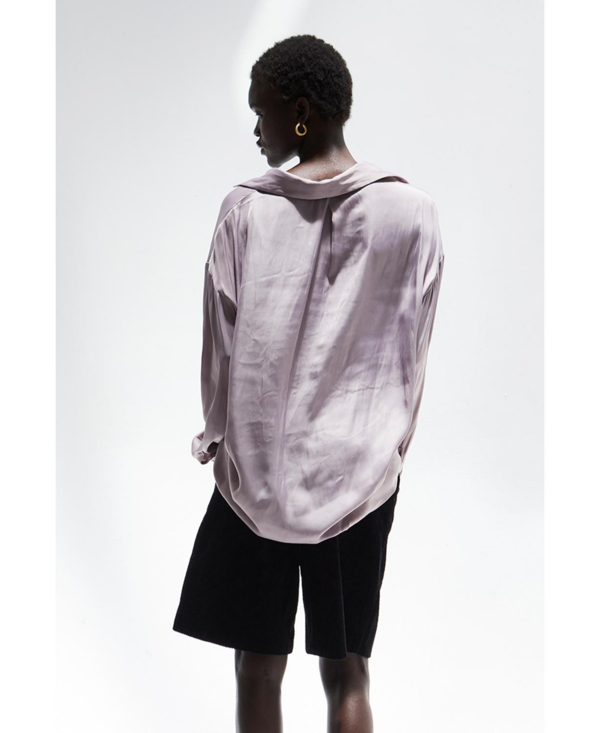 Women's Raven Faux Surplice Satin Top -pastel purple + lavender
