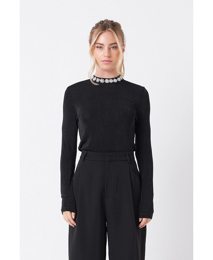 endless rose Women's Embellished Slub Top Macy's