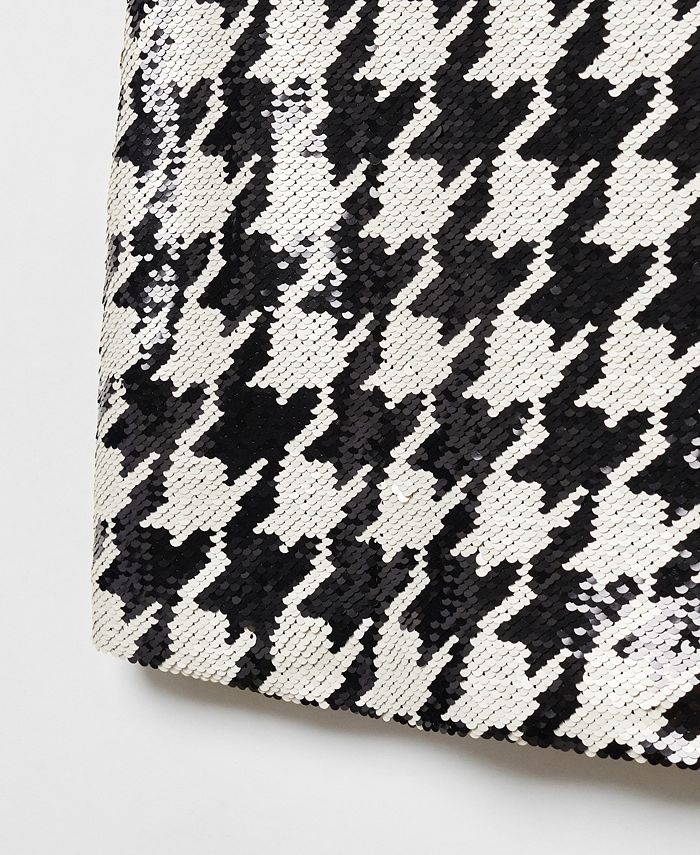 MANGO Women's Hounds Tooth Sequin Skirt Macy's