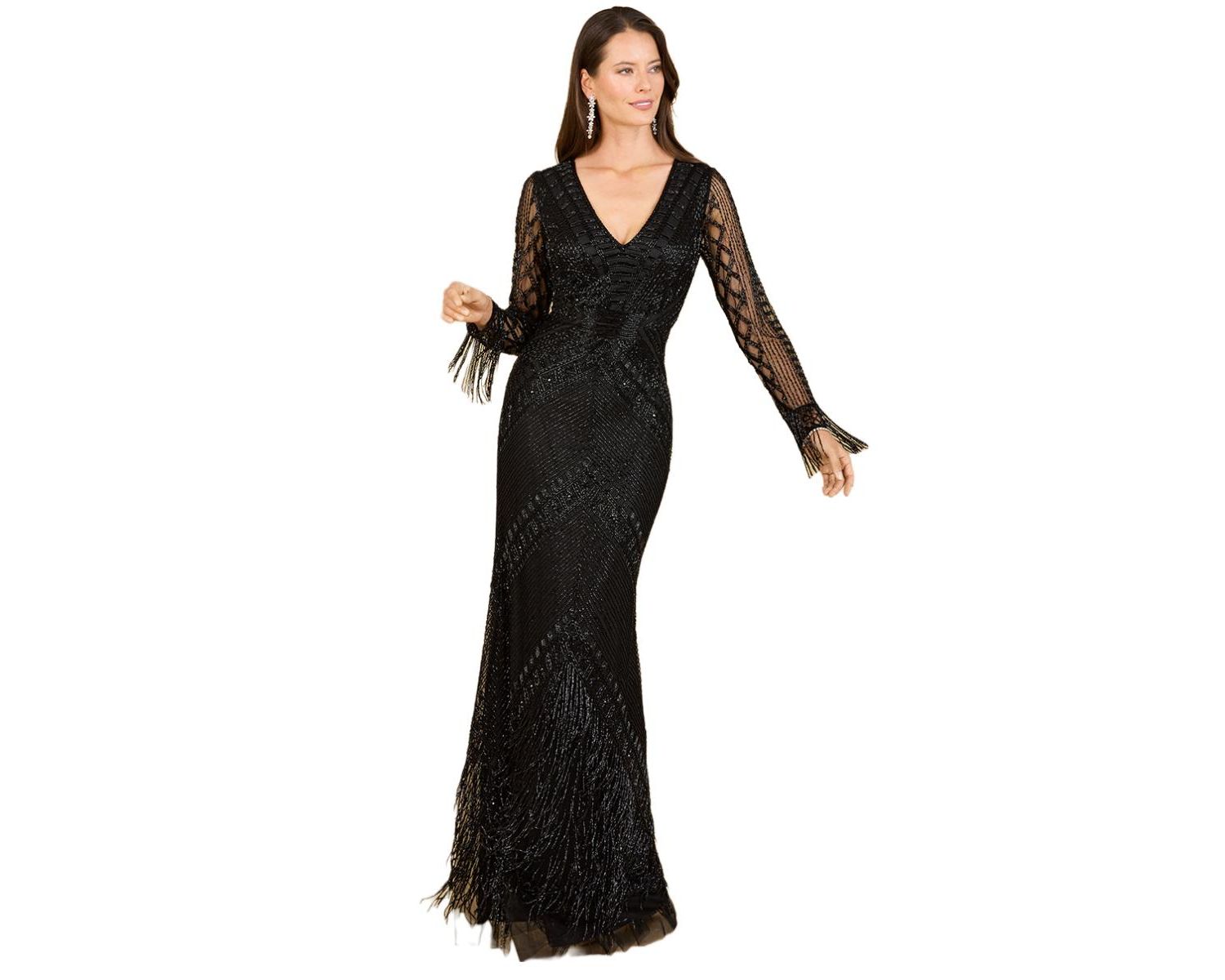 Women's Long Sleeve Fringe Dress