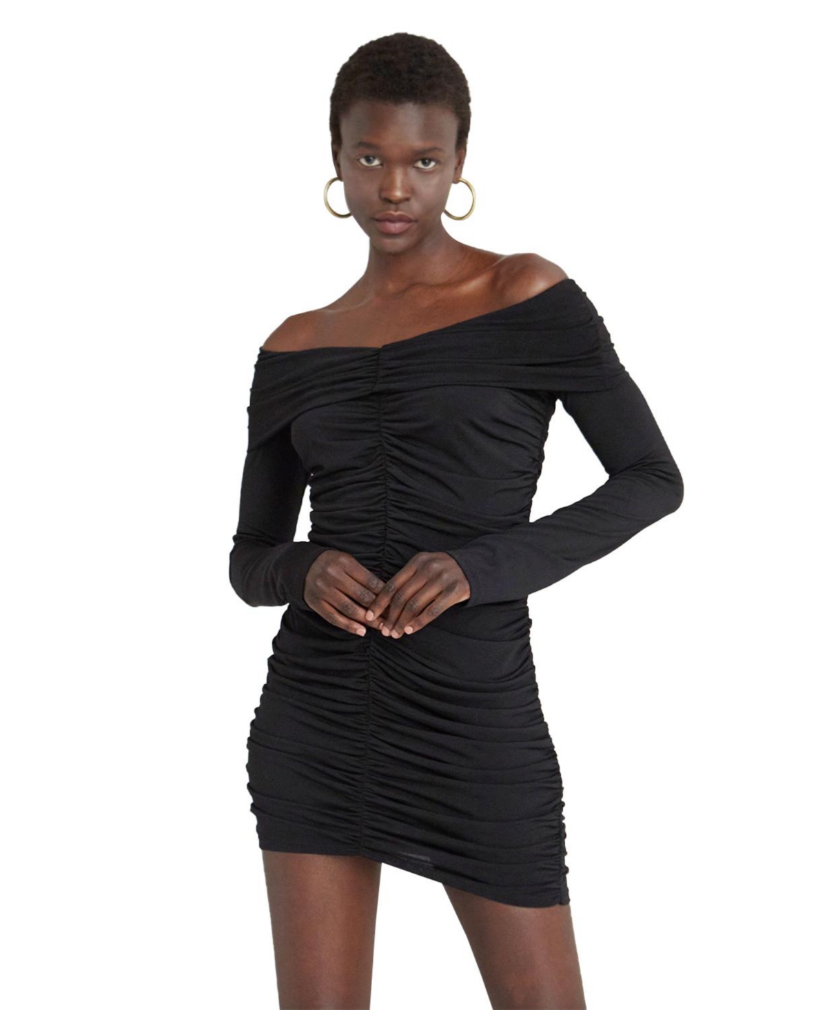 Women's Elly Off The Shoulders Ruched Mini Dress - Black