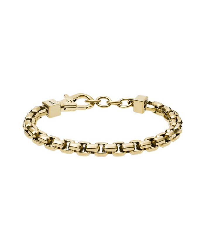 Armani Exchange Men's Gold-Tone Stainless Steel Chain Bracelet - Macy's