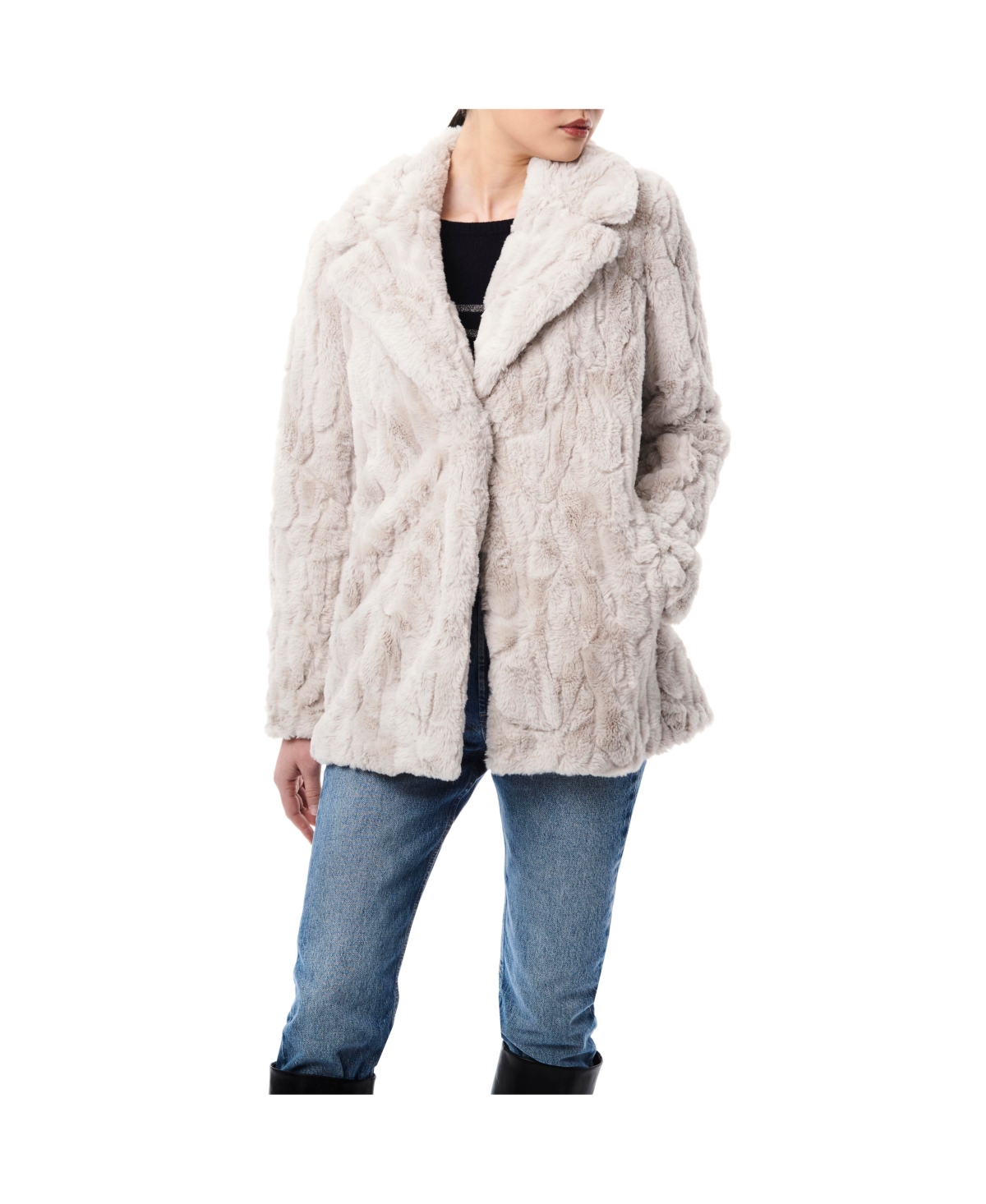 Kenneth cole textured online faux fur coat
