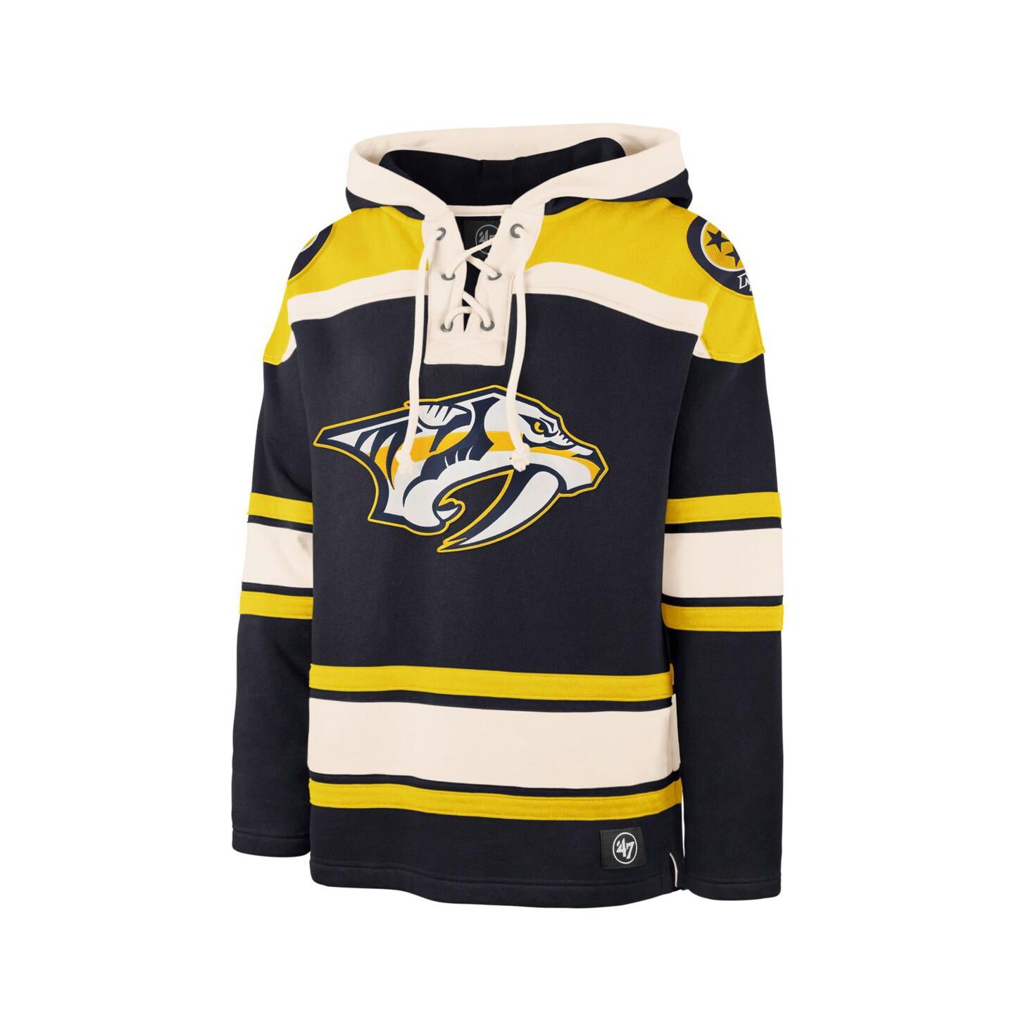 Мужское худи '47 Brand Navy Nashville Predators Superior Lacer Pullover — фото 2