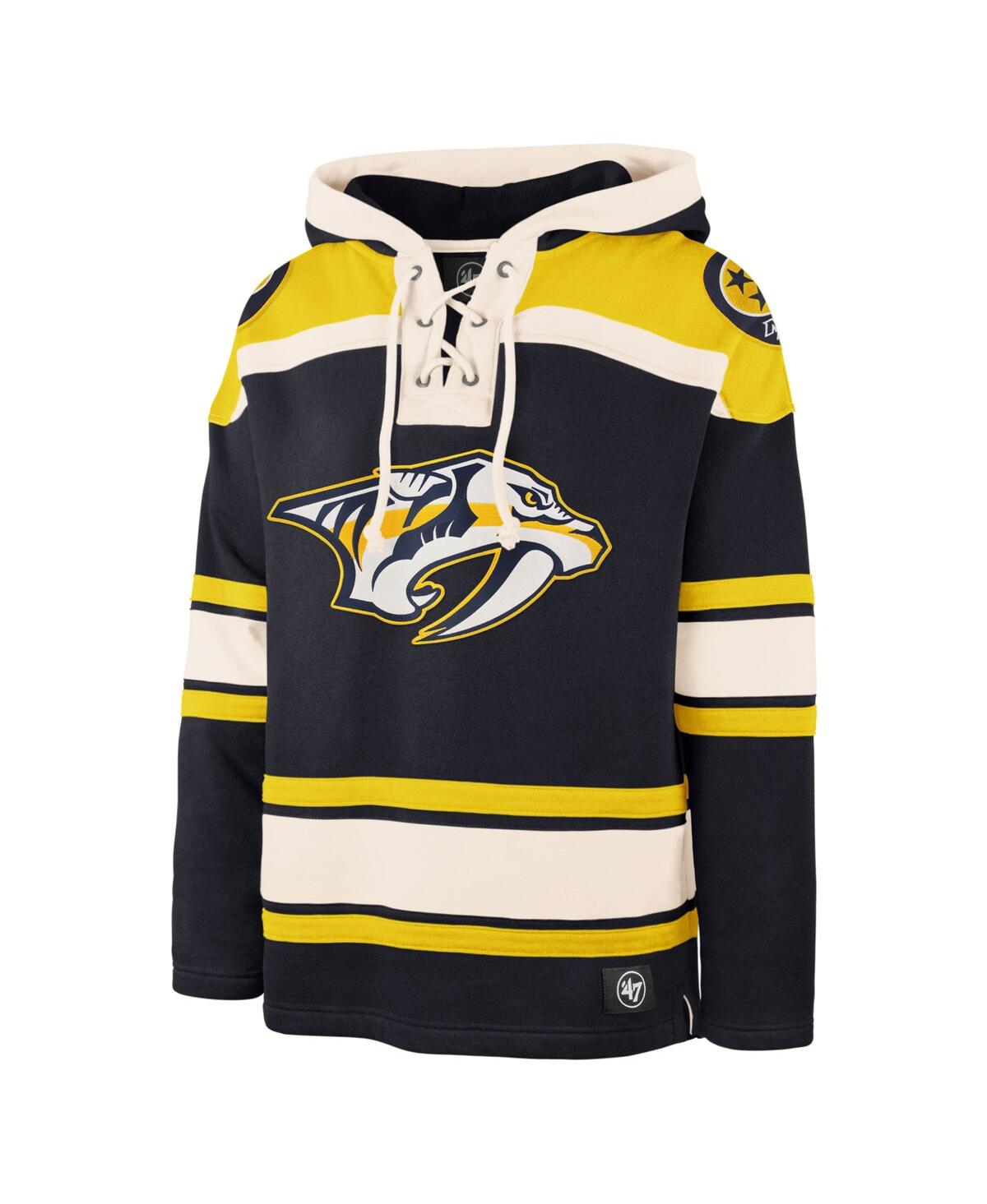 47 Brand Men's Sidney Crosby Black Pittsburgh Penguins Player Name And Number Lacer Pullover Hoodie In Navy