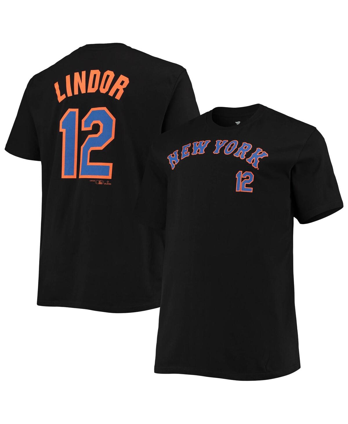 Men's Francisco Lindor Black New York Mets Big and Tall Name and Number T-shirt - Black