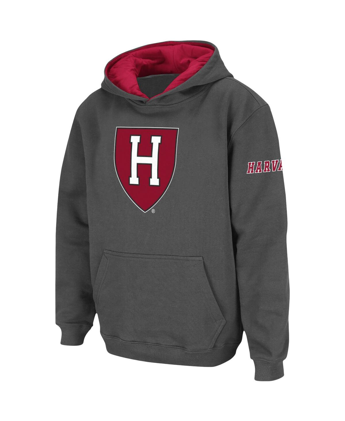 Colosseum Big Boys Charcoal Harvard Crimson Big Logo Pullover Hoodie In Charcoal