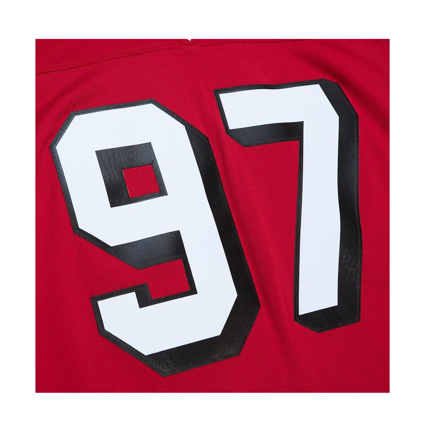 Мужской топ Mitchell & Ness Bryant Young Scarlet Distressed San Francisco 49ers Legacy Replica Jersey — фото 4