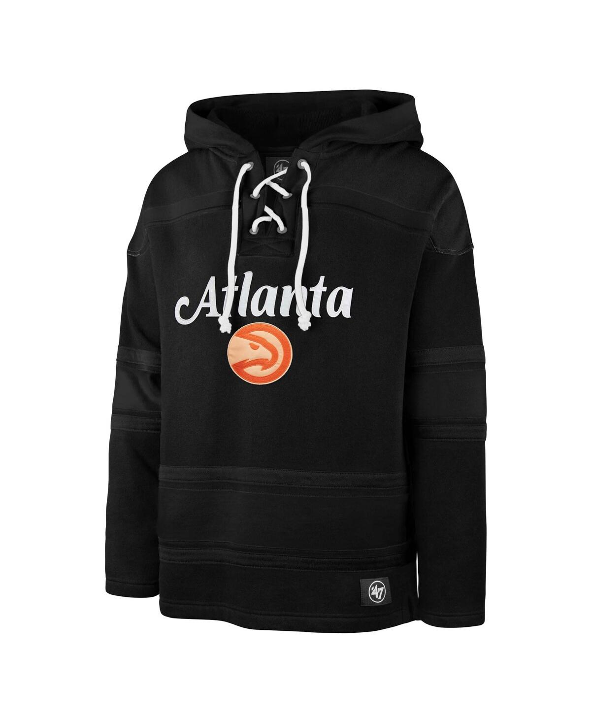 Men's '47 BrandAtlanta Hawks 2022/23 Pregame Mvp Lacer Pullover Hoodie - City Edition - Black