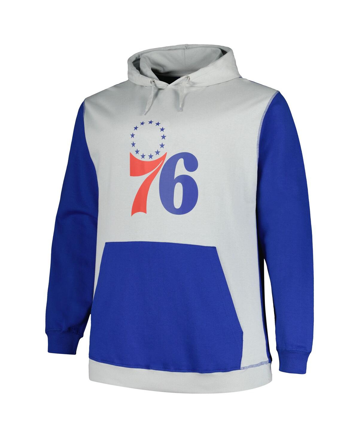 Fanatics Men's  Royal, Silver Philadelphia 76ers Big And Tall Primary Arctic Pullover Hoodie In Royal,silver