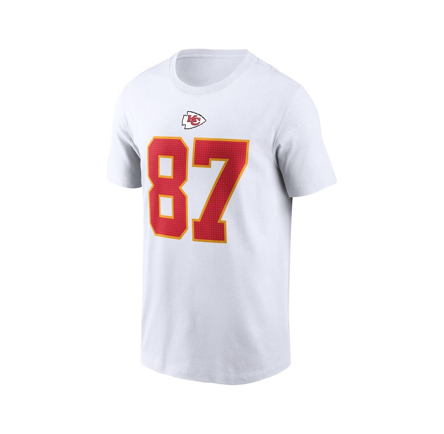 Men's Travis Kelce White Kansas City Chiefs Player Name and Number T-shirt