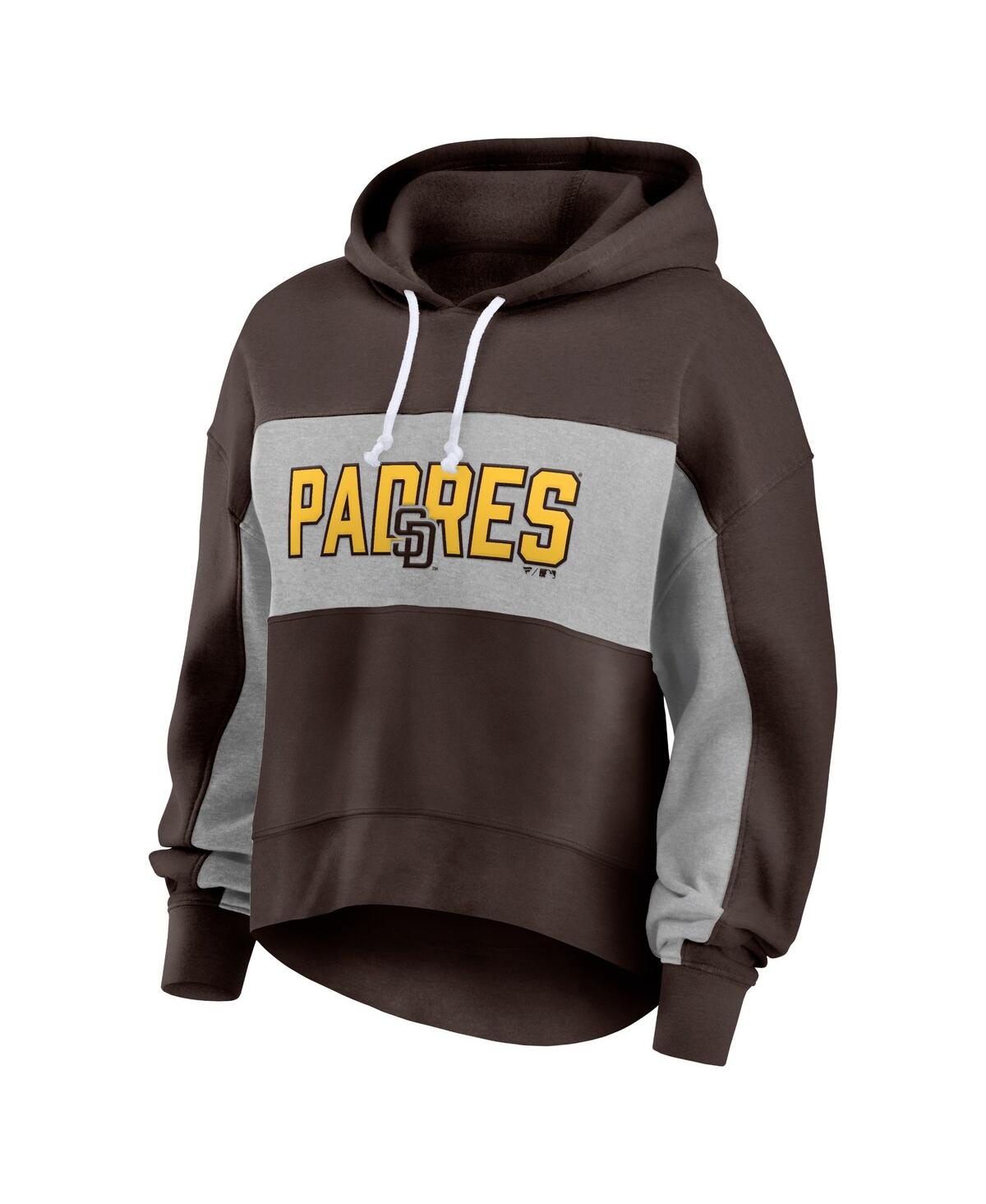 Shop Fanatics Women's  Brown San Diego Padres Filled Stat Sheet Pullover Hoodie