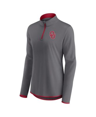 Women's Gray Oklahoma Sooners Corner Quarter-Zip Top