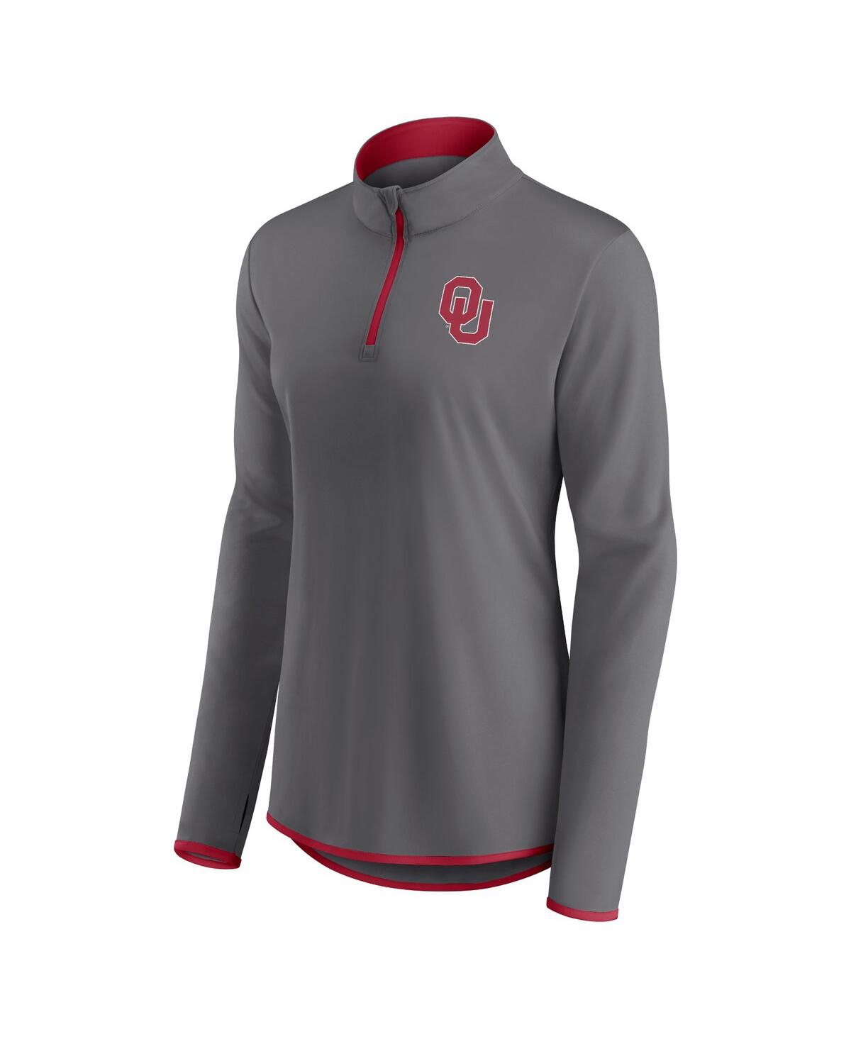 Fanatics Branded  Gray Oklahoma Sooners Corner Quarter-zip Top In Gray