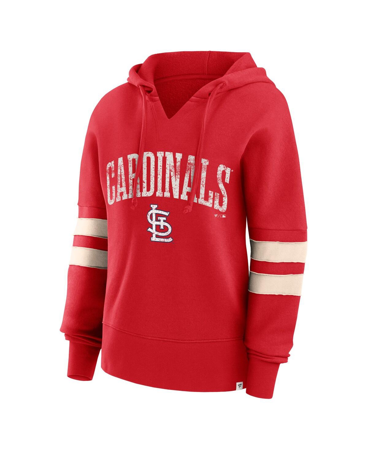 Women's FanaticsDistressed St. Louis Cardinals Bold Move V-Neck Pullover Hoodie - Red
