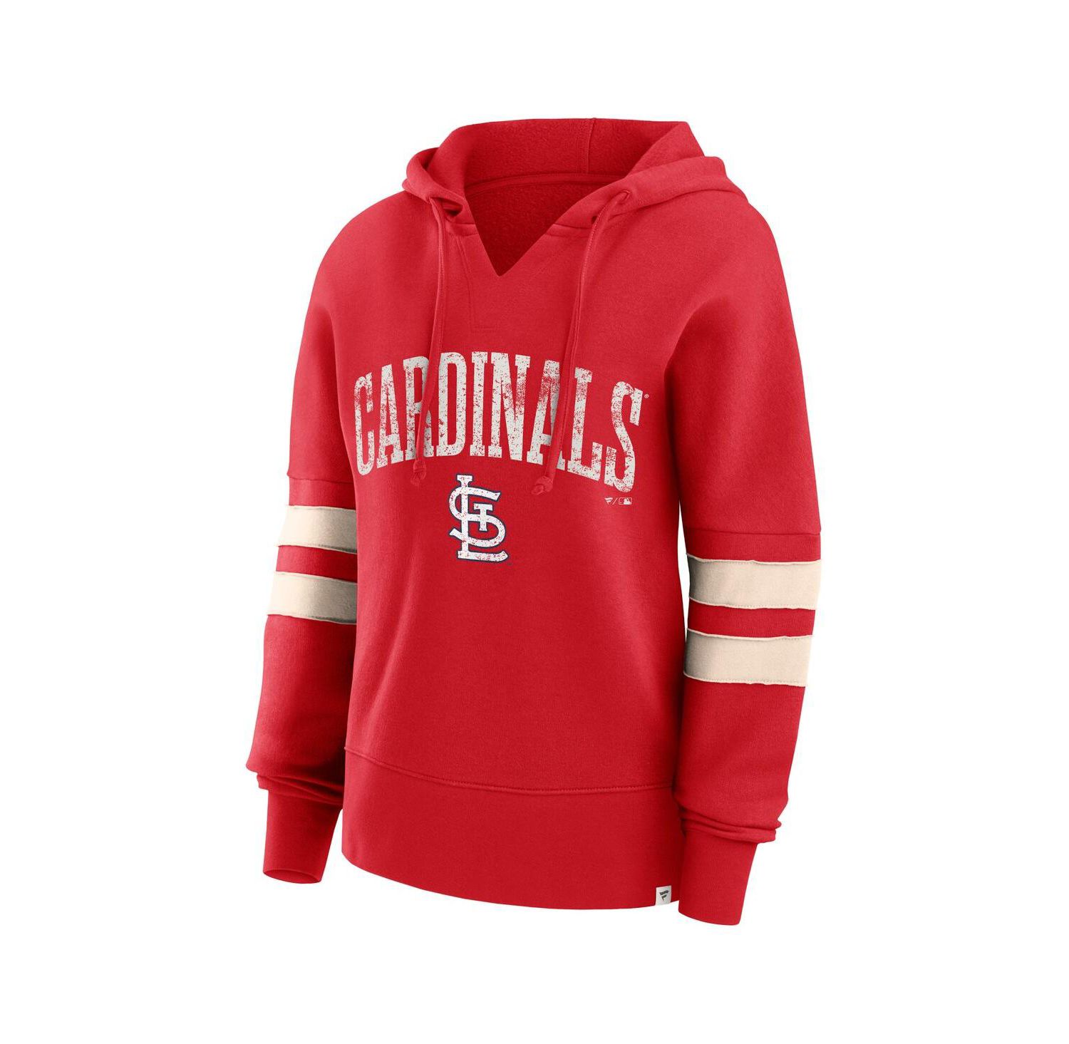 Women's Red Distressed St. Louis Cardinals Bold Move V-Neck Pullover Hoodie