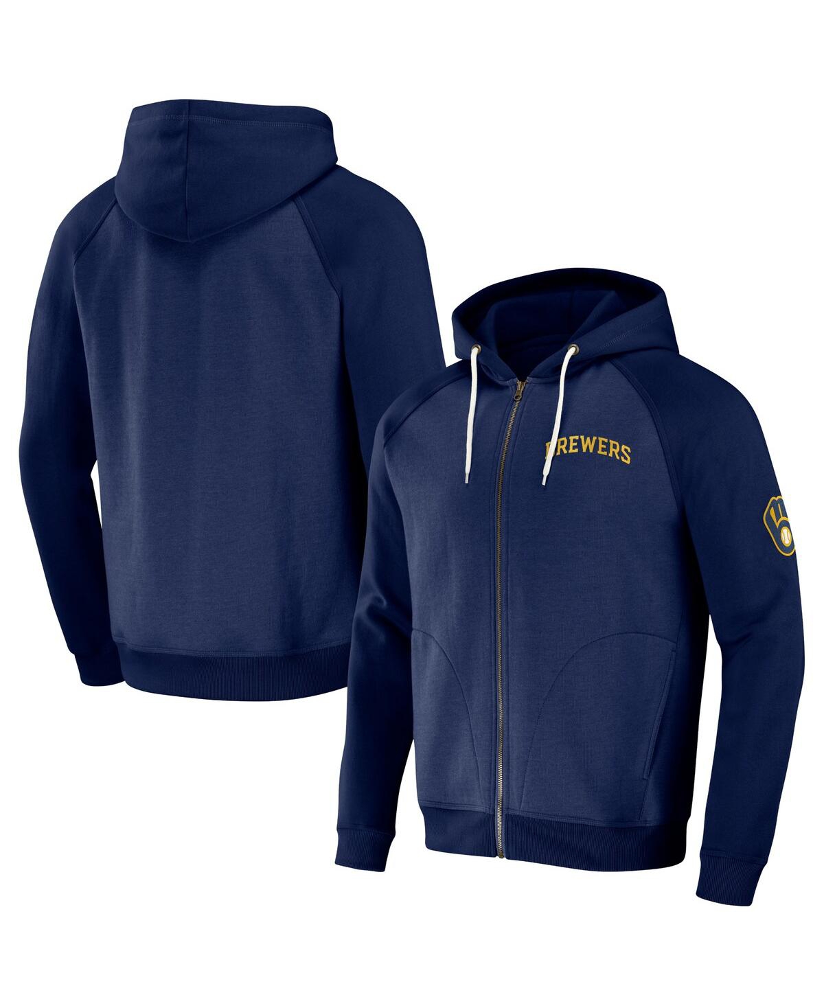 Fanatics Men's Darius Rucker Collection By  Navy Milwaukee Brewers Raglan Full-zip Hoodie