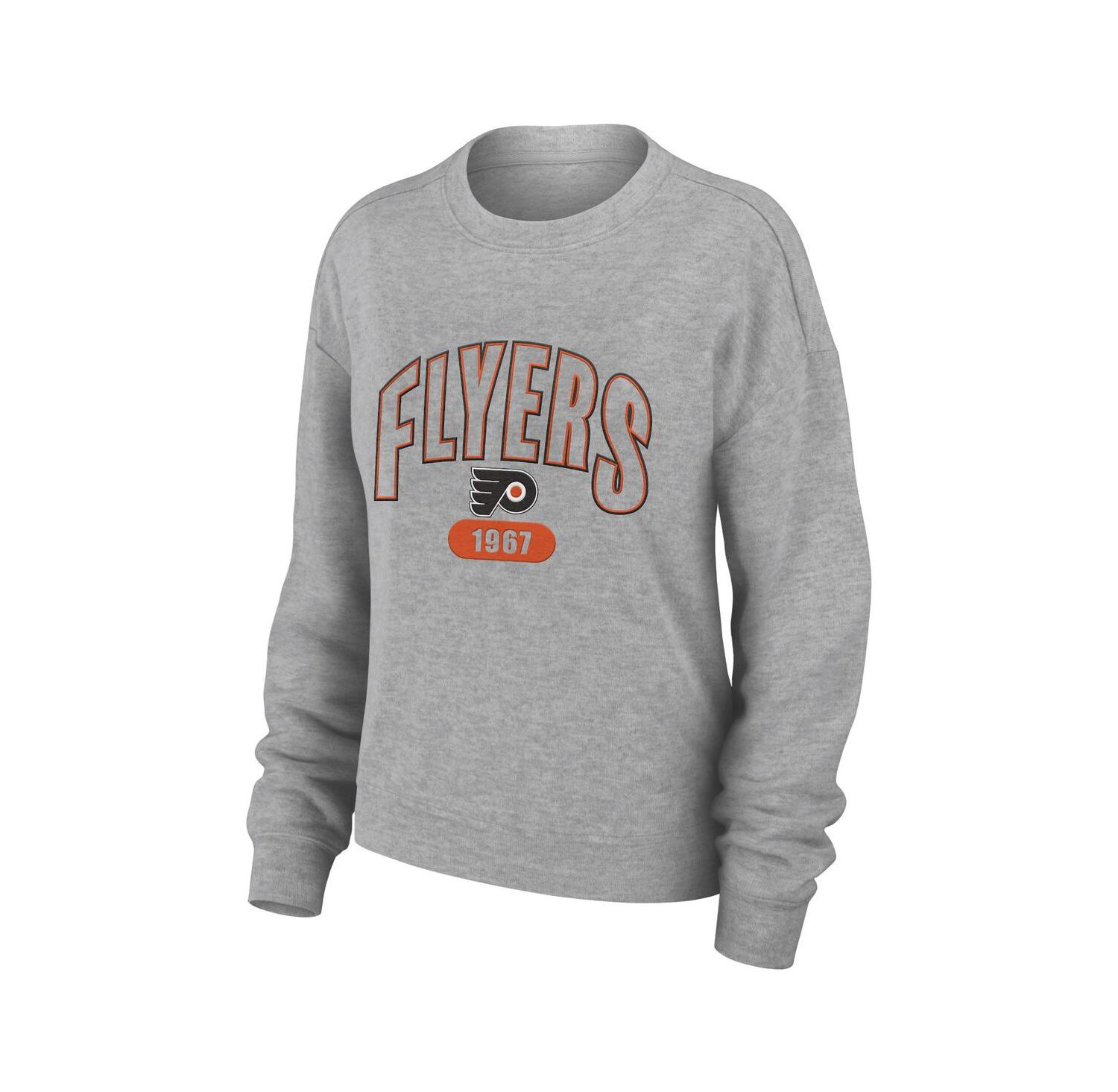 Women's Heather Gray Philadelphia Flyers Knit Long Sleeve Tri-Blend T-shirt and Pants Sleep Set