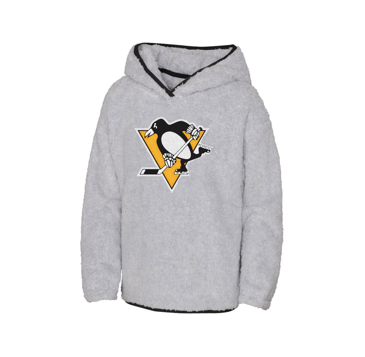 Big Girls Heather Gray Pittsburgh Penguins Ultimate Teddy Fleece Pullover Hoodie
