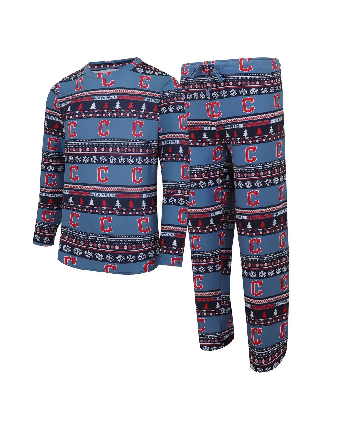 Men's Concepts Sport Navy Cleveland Guardians Knit Ugly Sweater Long Sleeve Top and Pants Set - Navy