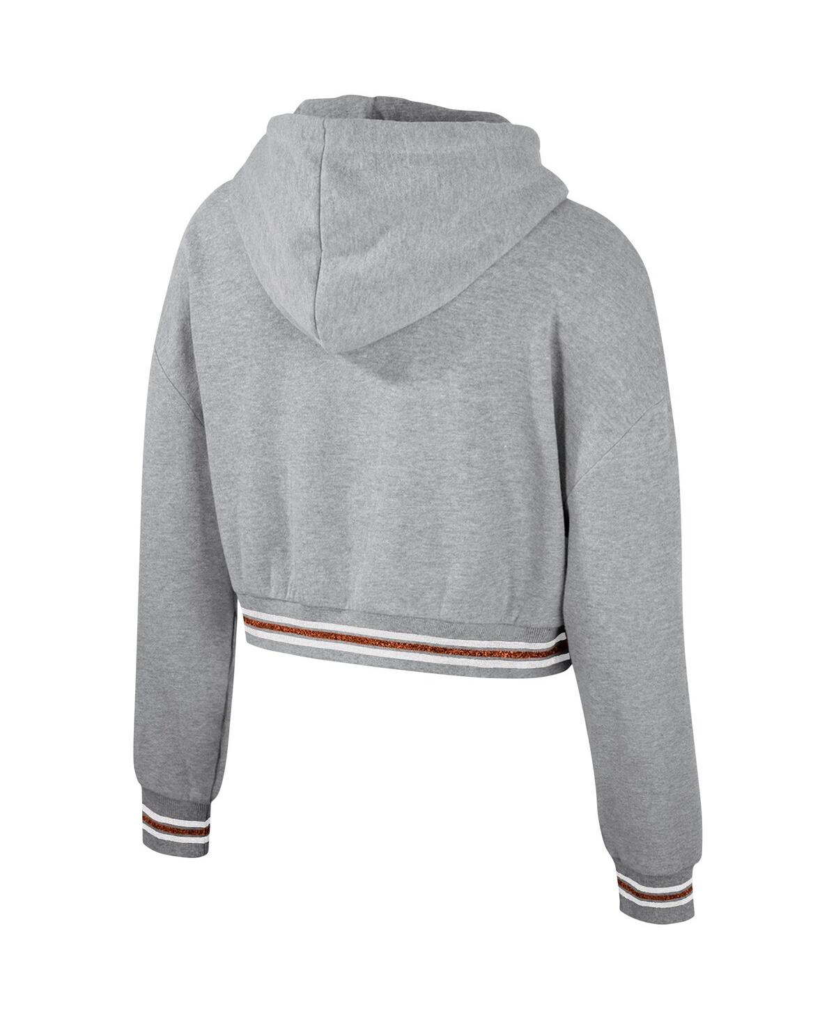 Shop The Wild Collective Women's  Heather Gray Distressed Texas Longhorns Cropped Shimmer Pullover Hoodie