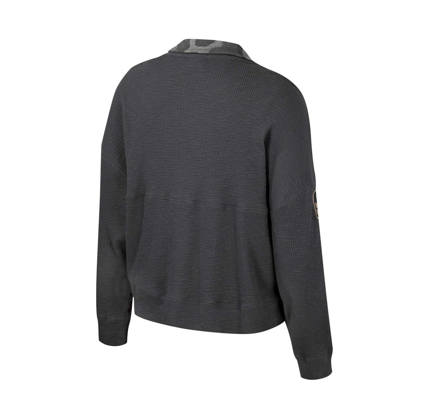 Women's Heather Charcoal Alabama Crimson Tide OHT Military-Inspired Appreciation Payback Henley Thermal Sweatshirt