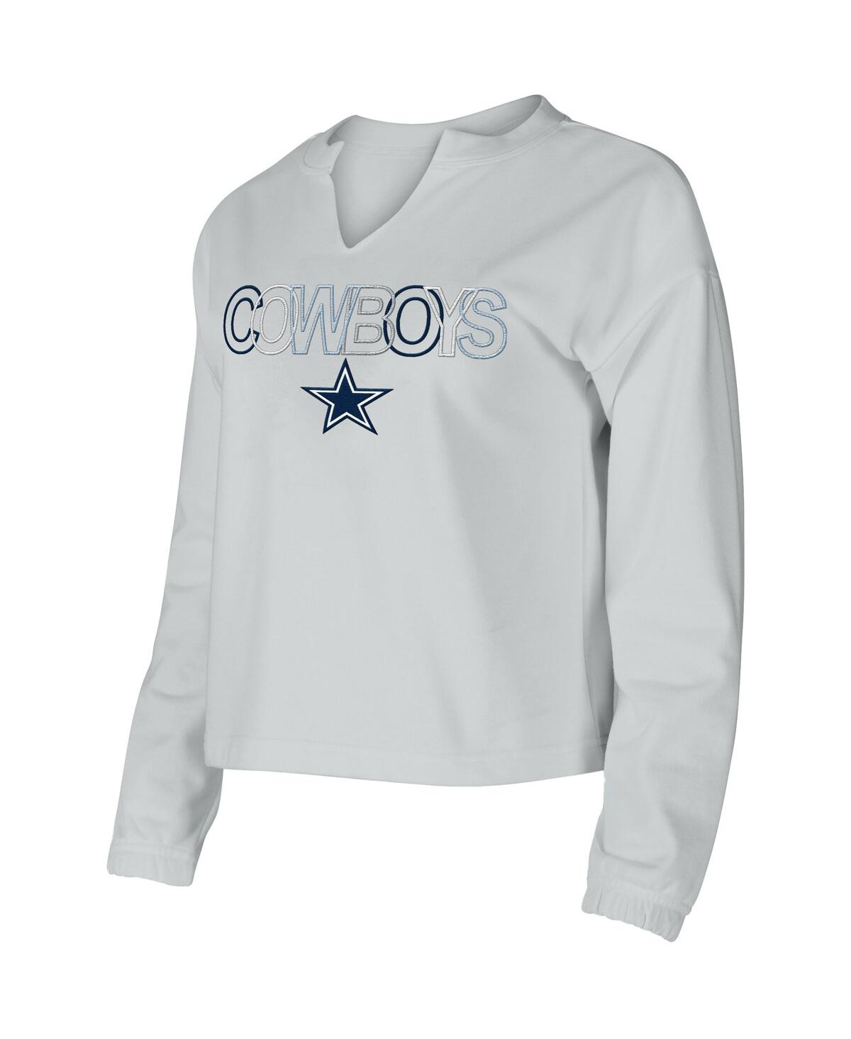 Shop Concepts Sport Women's  Gray Dallas Cowboys Sunray Notch Neck Long Sleeve T-shirt
