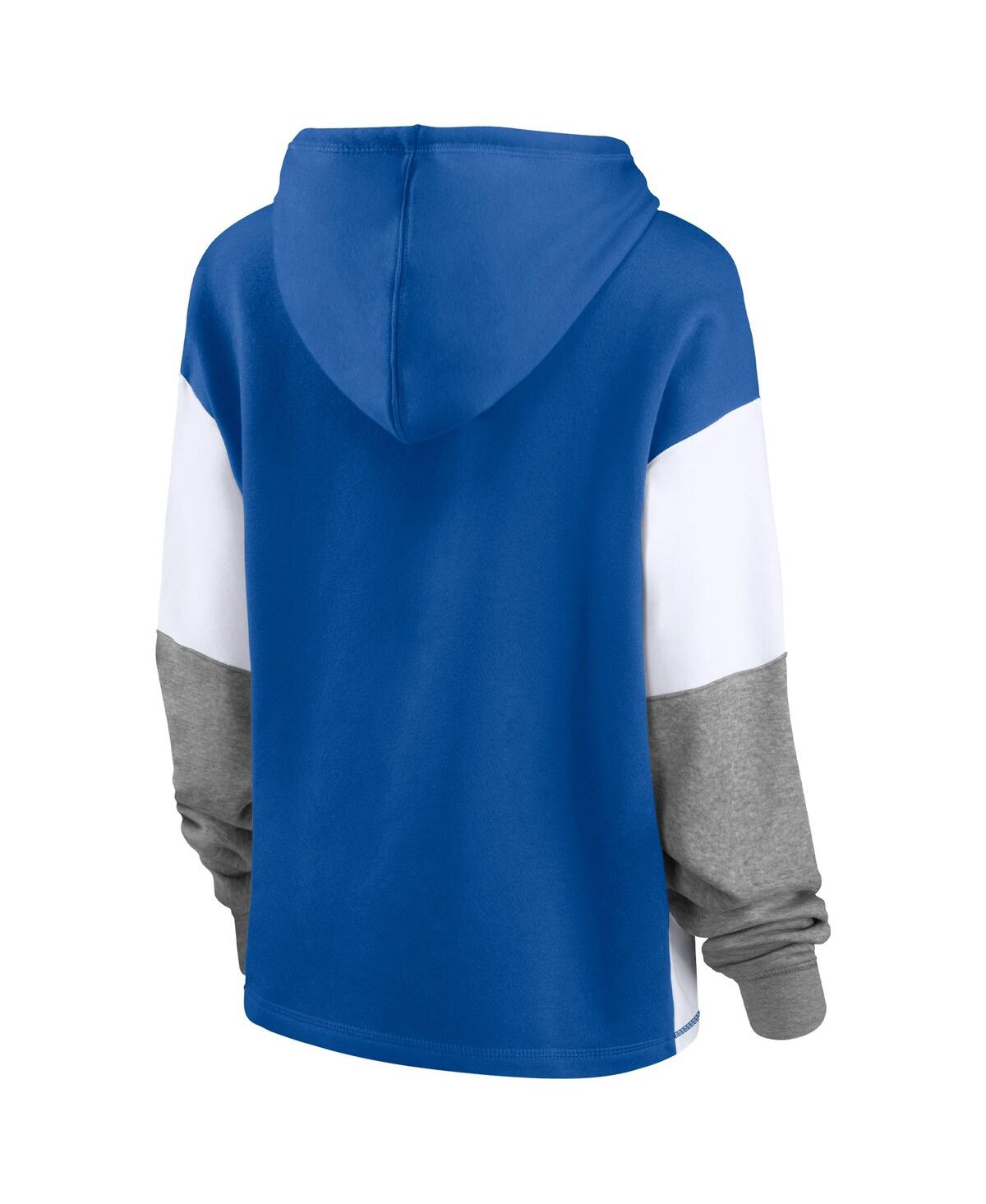 Fanatics Women's  Royal, White Florida Gators Play It Safe Colorblock Pullover Hoodie In Royal,white