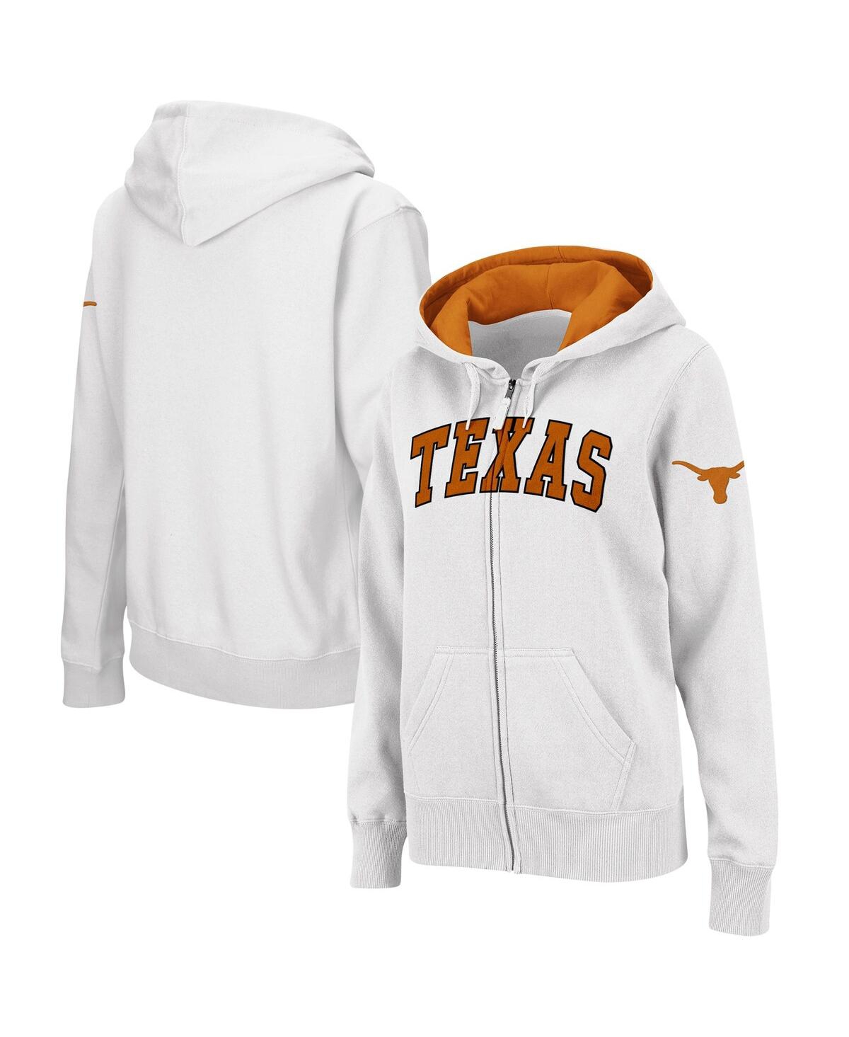 Colosseum Women's  White Texas Longhorns Arched Name Full-zip Hoodie