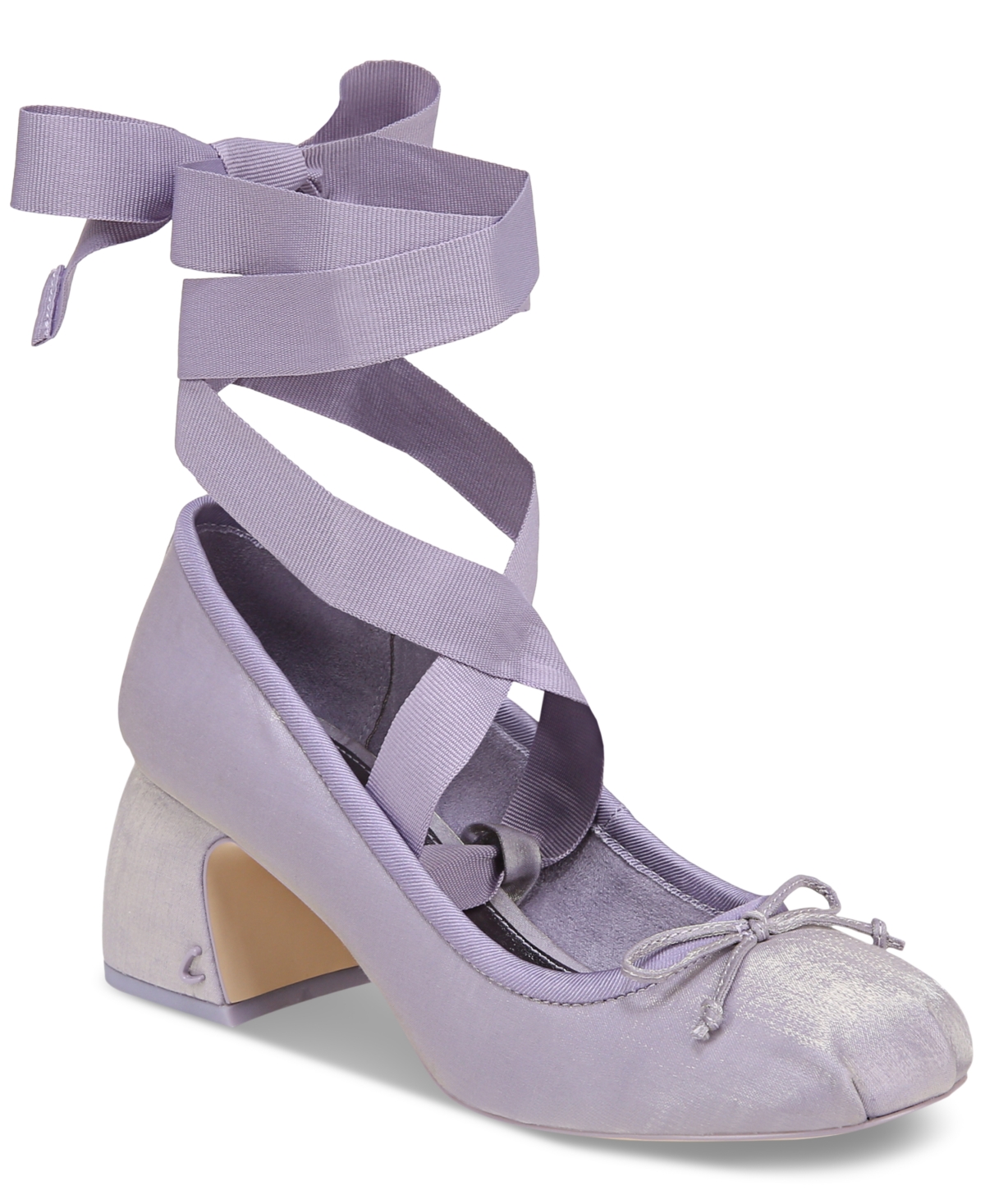 Circus Ny Della Lace-up Block-heel Ballet Pumps In Stardust Satin