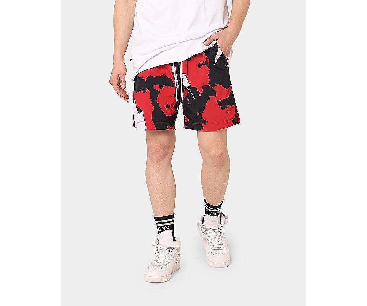 Mens Storm Camo Beach Shorts - Black/white/red