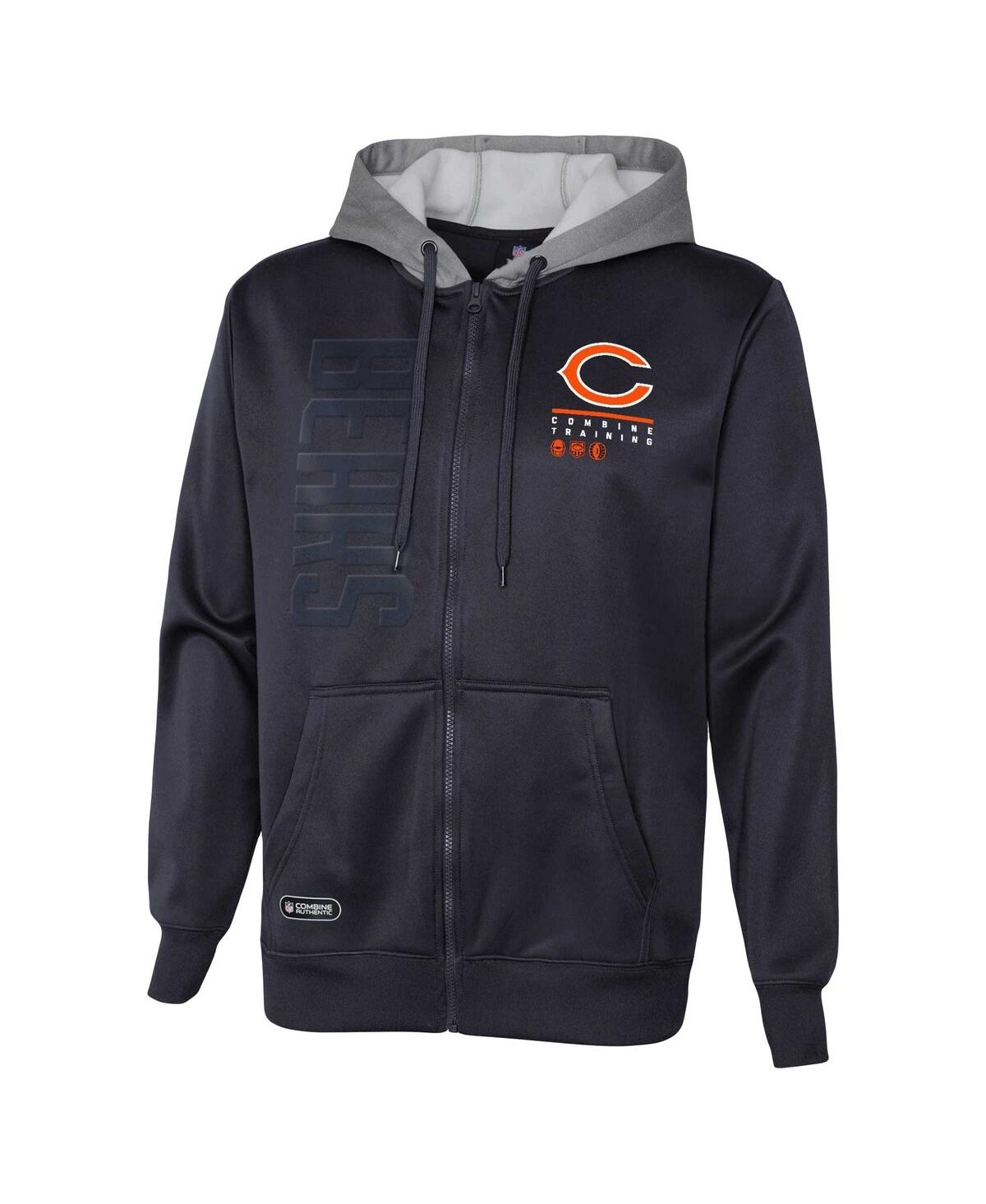 Shop Outerstuff Men's Navy Chicago Bears Combine Authentic Field Play Full-zip Hoodie Sweatshirt