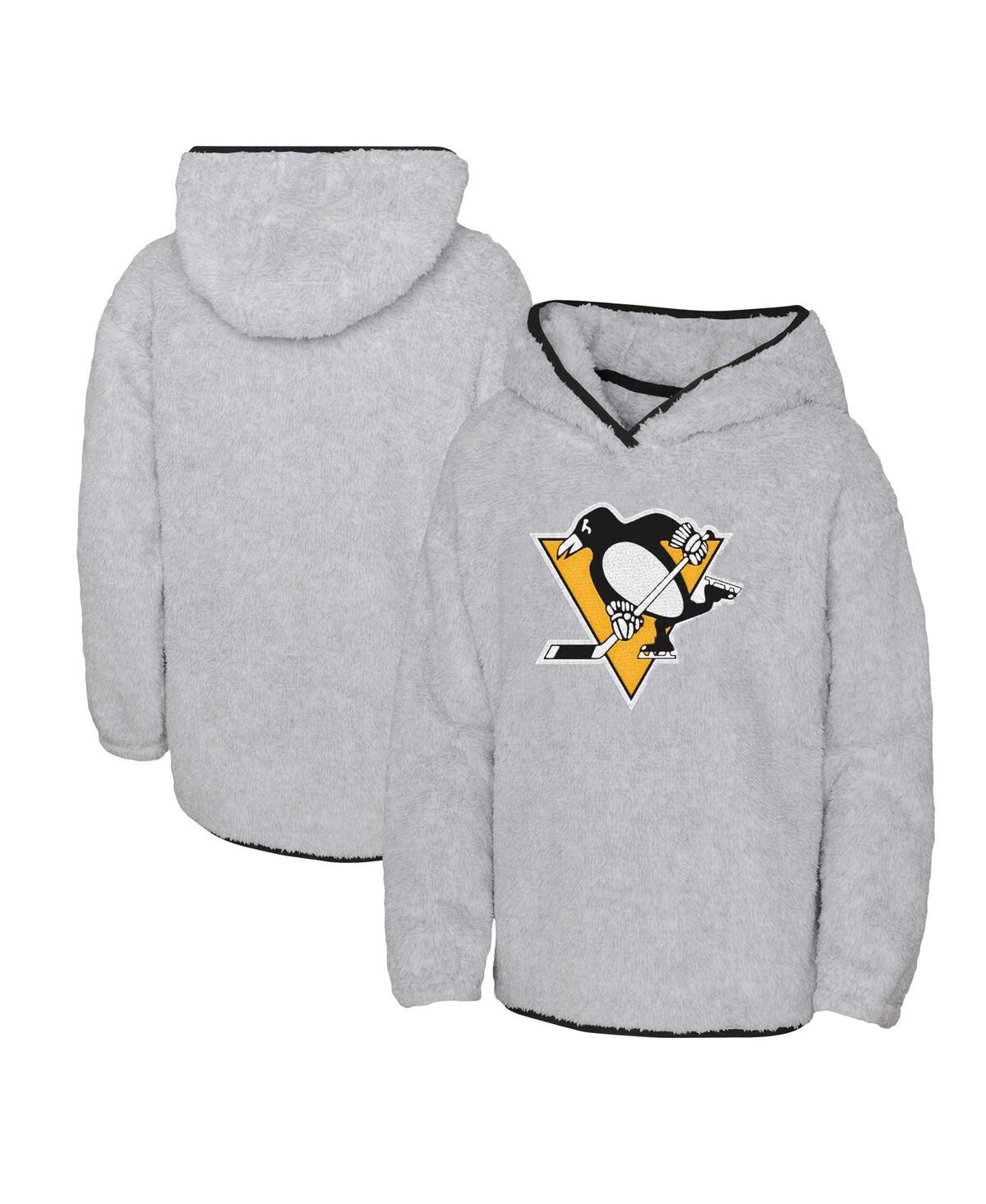 Shop Outerstuff Big Girls Heather Gray Pittsburgh Penguins Ultimate Teddy Fleece Pullover Hoodie