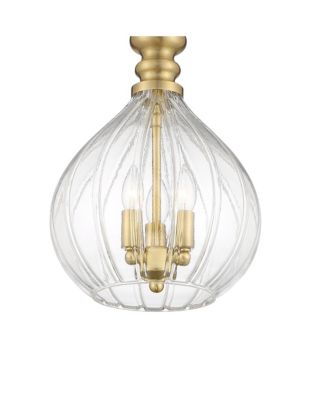 Houten Soft Gold Mini Pendant Chandelier 11 1/2" Wide Modern Fluted Clear Glass 3-Light Fixture for Dining Room Kitchen Island