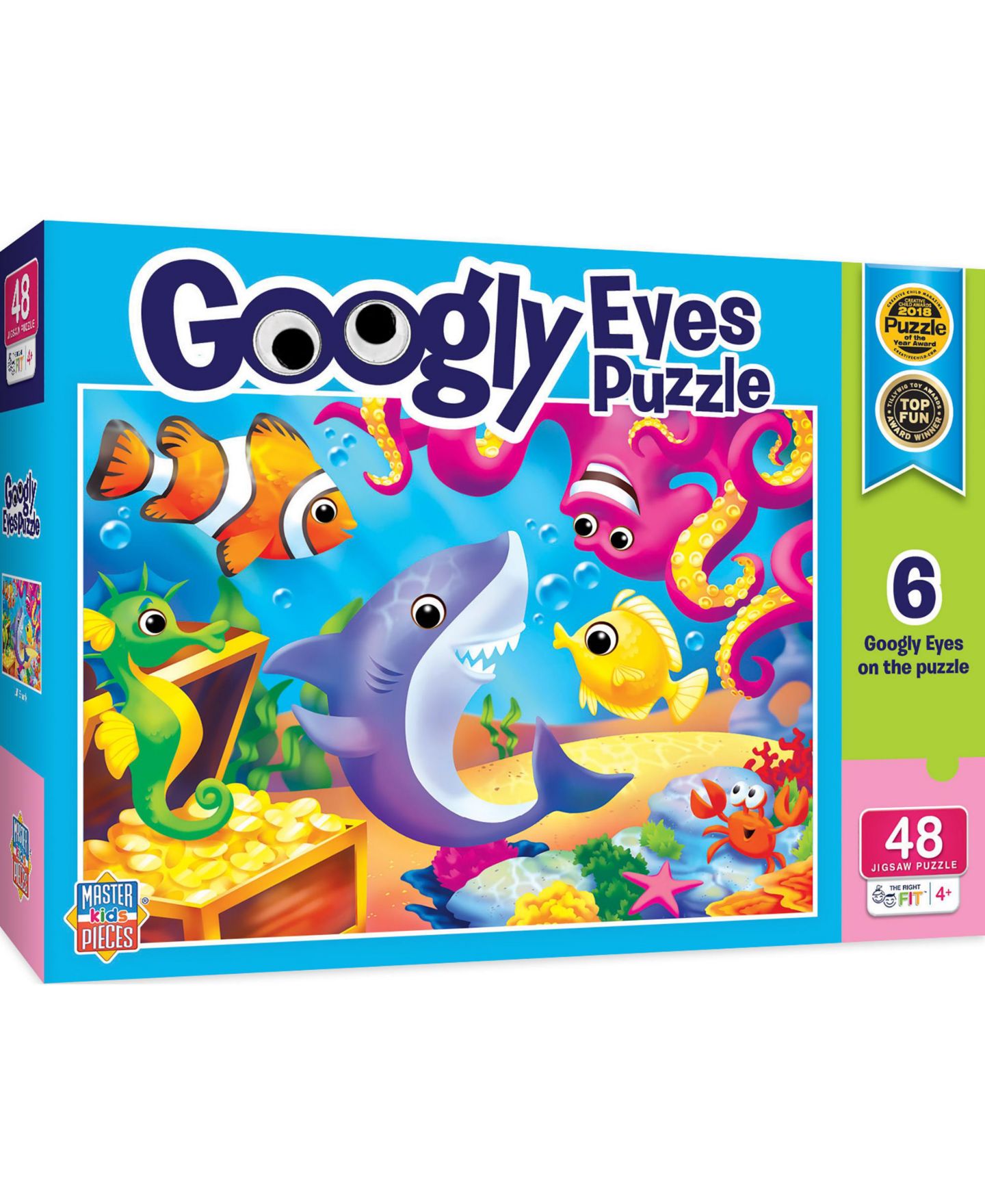 Детский пазл MasterPieces Puzzles Googly Eyes Lil' Shark 48 Piece Puzzle, Ages 4+, цвет: Разноцветный — фото 1