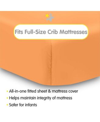 All-in-One Fitted Sheet & Waterproof Cover for 52" x 28" Crib Mattress (2-Pack)