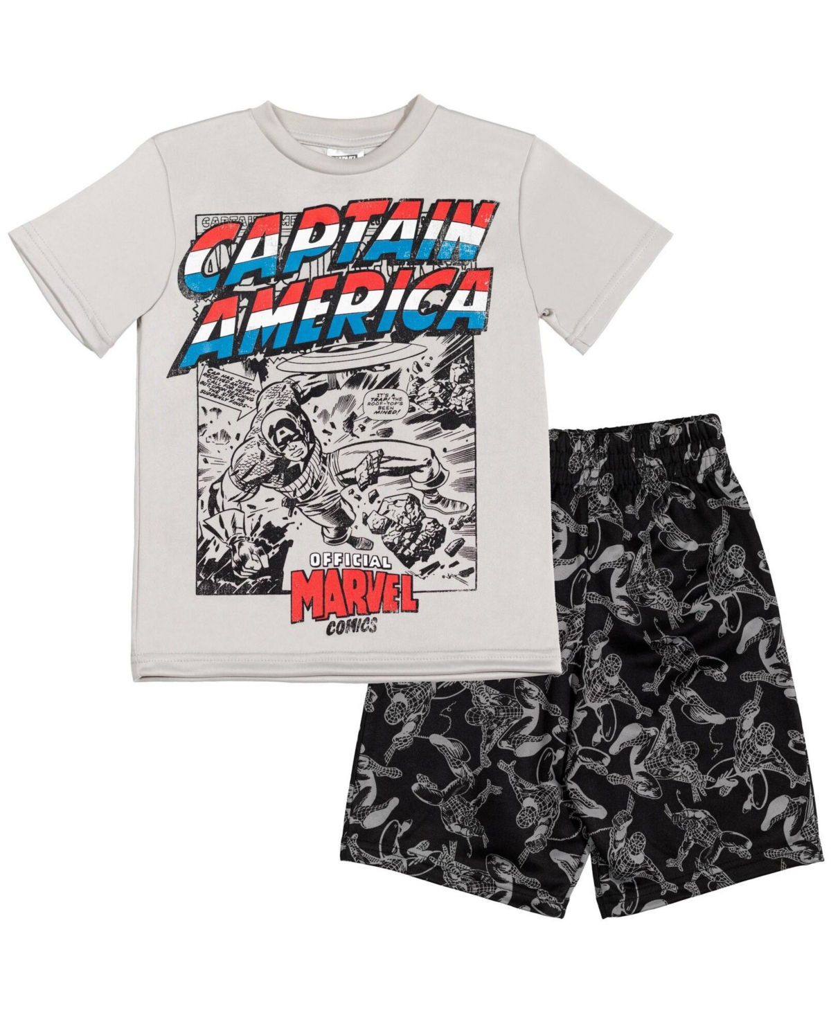 Marvel Babies' Avengers Captain America Graphic T-shirt And Shorts Outfit Set Toddler