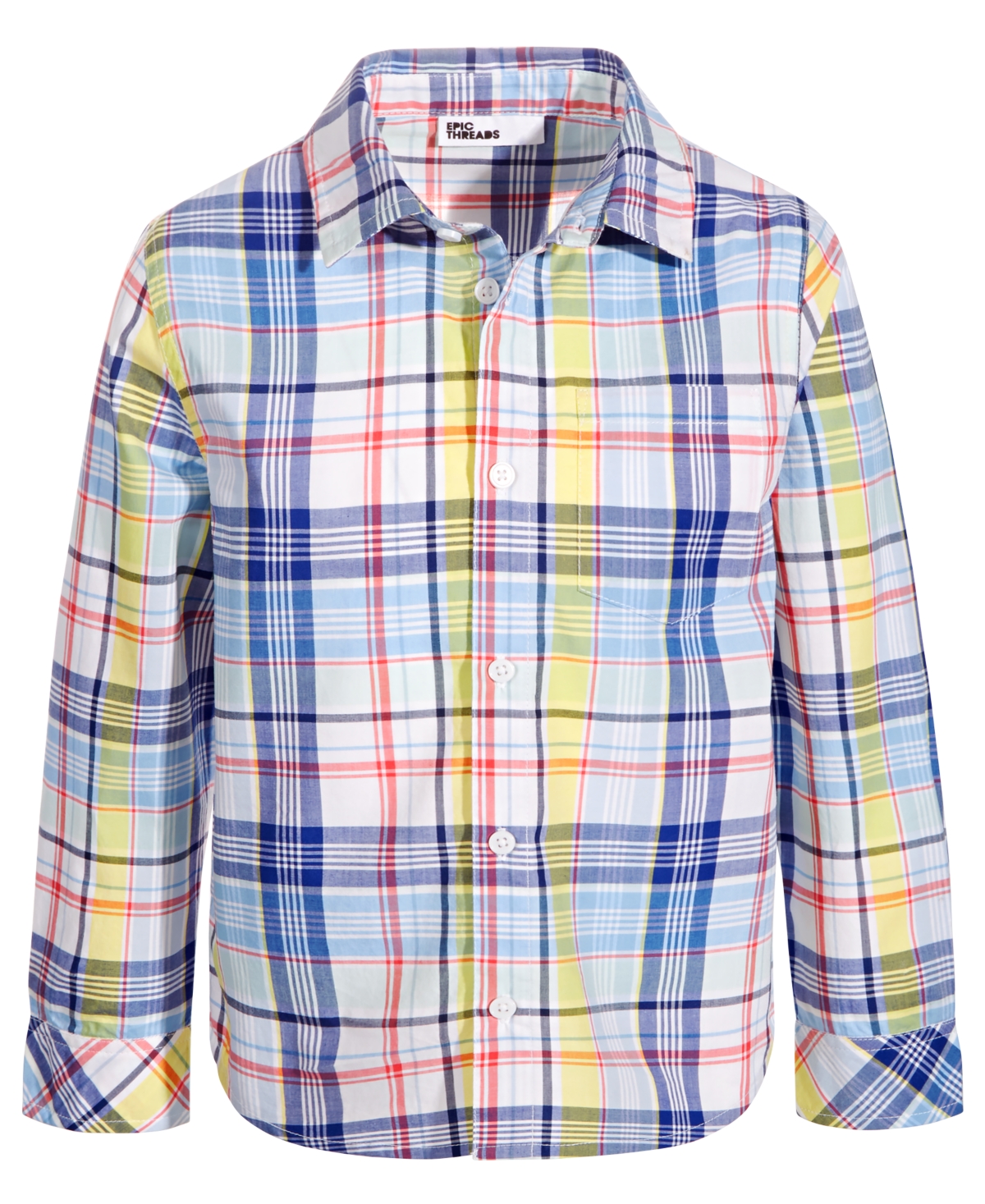Shop Epic Threads Toddler And Little Boys River Long-sleeve Cotton Plaid Shirt, Created For Macy's In River Plaid