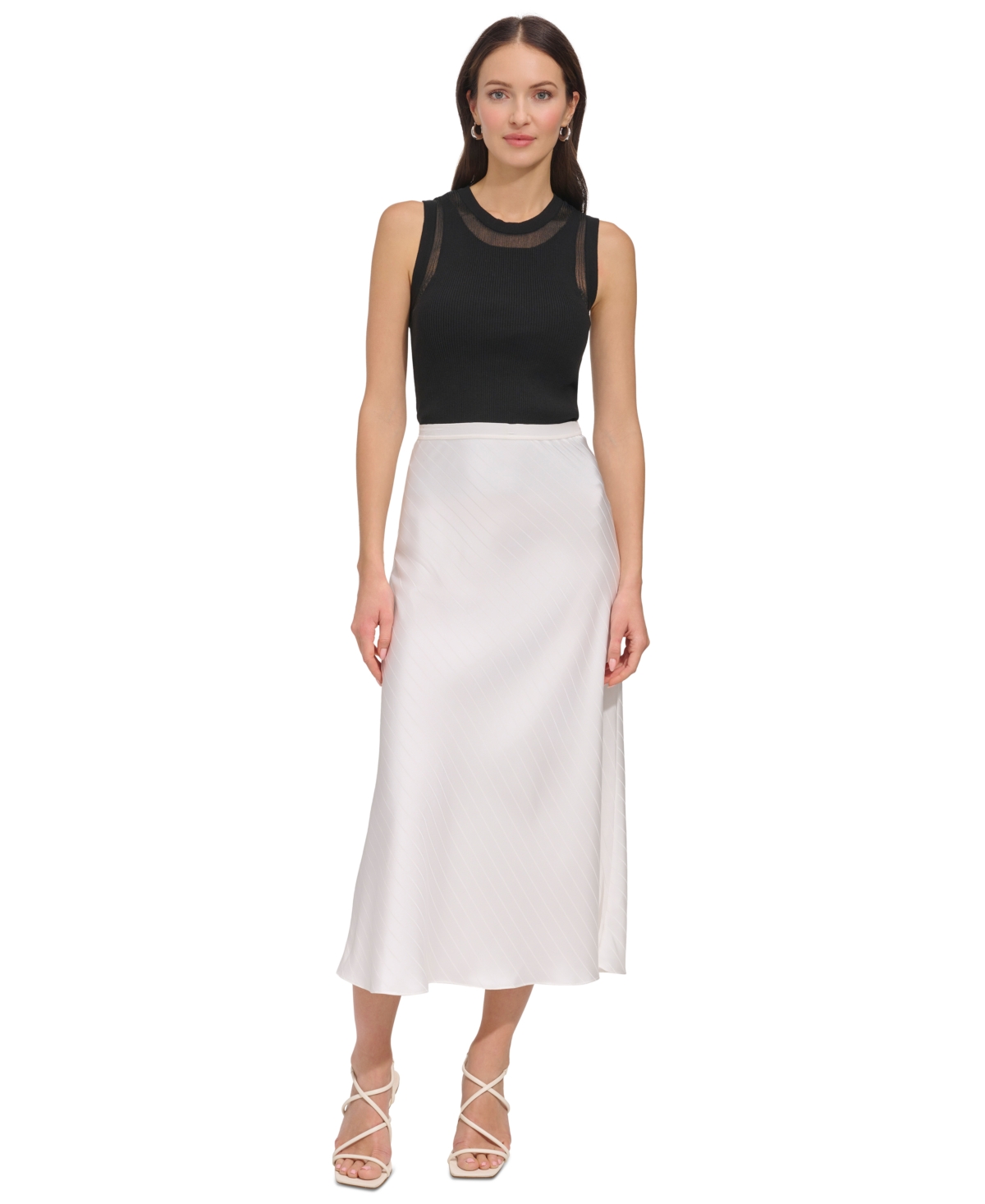 Women's Jacquard-Stripe Slip Skirt - Ivory