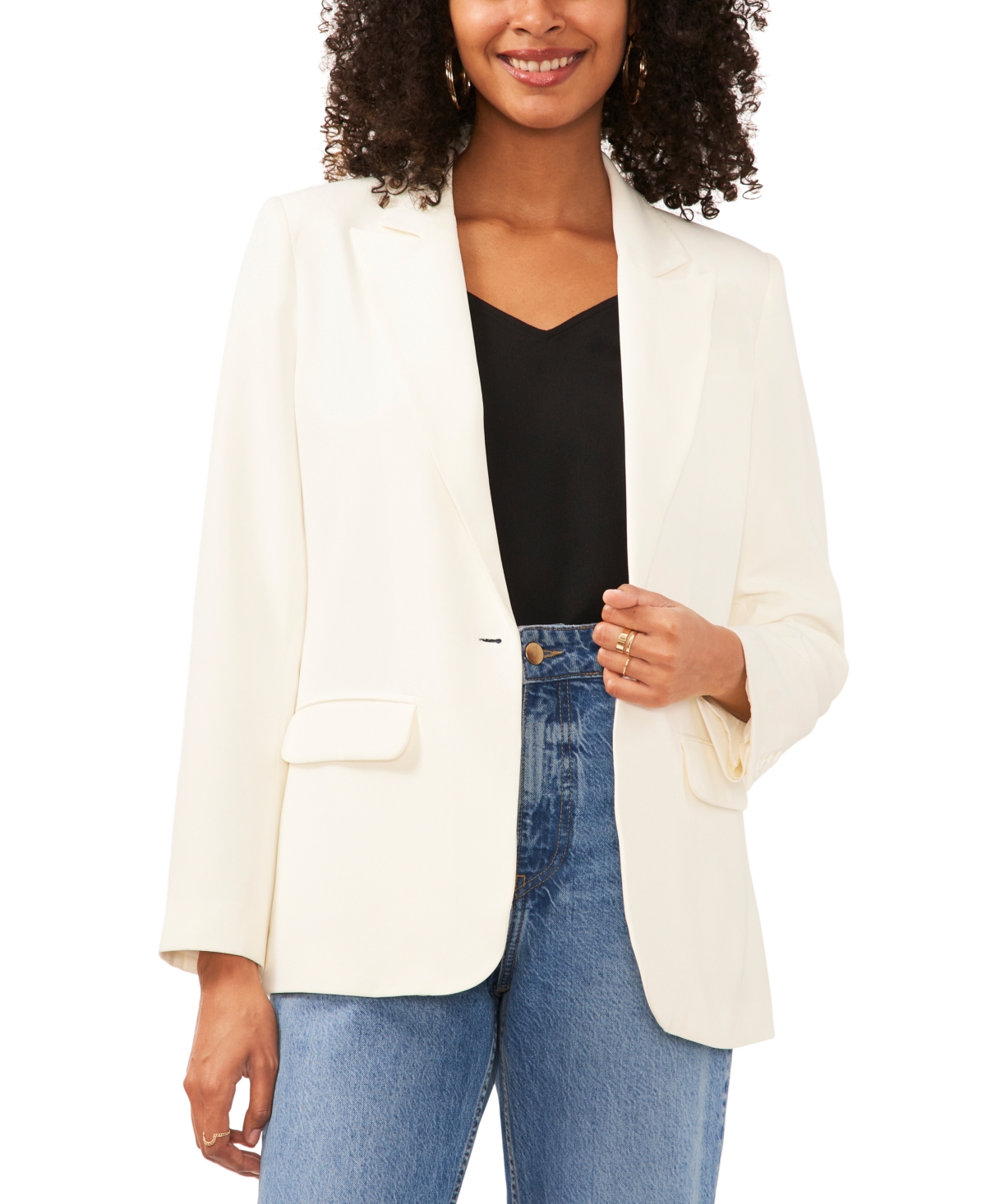 Vince Camuto Women's Notched Collar Single Button Blazer In New Ivory