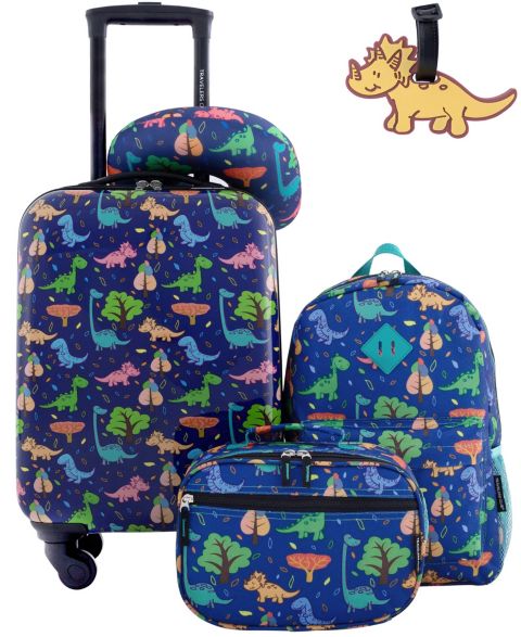 Детские чемоданы Travelers Club Hard Side Carry-On Spinner 5 Piece Luggage Set, цвет: Dino