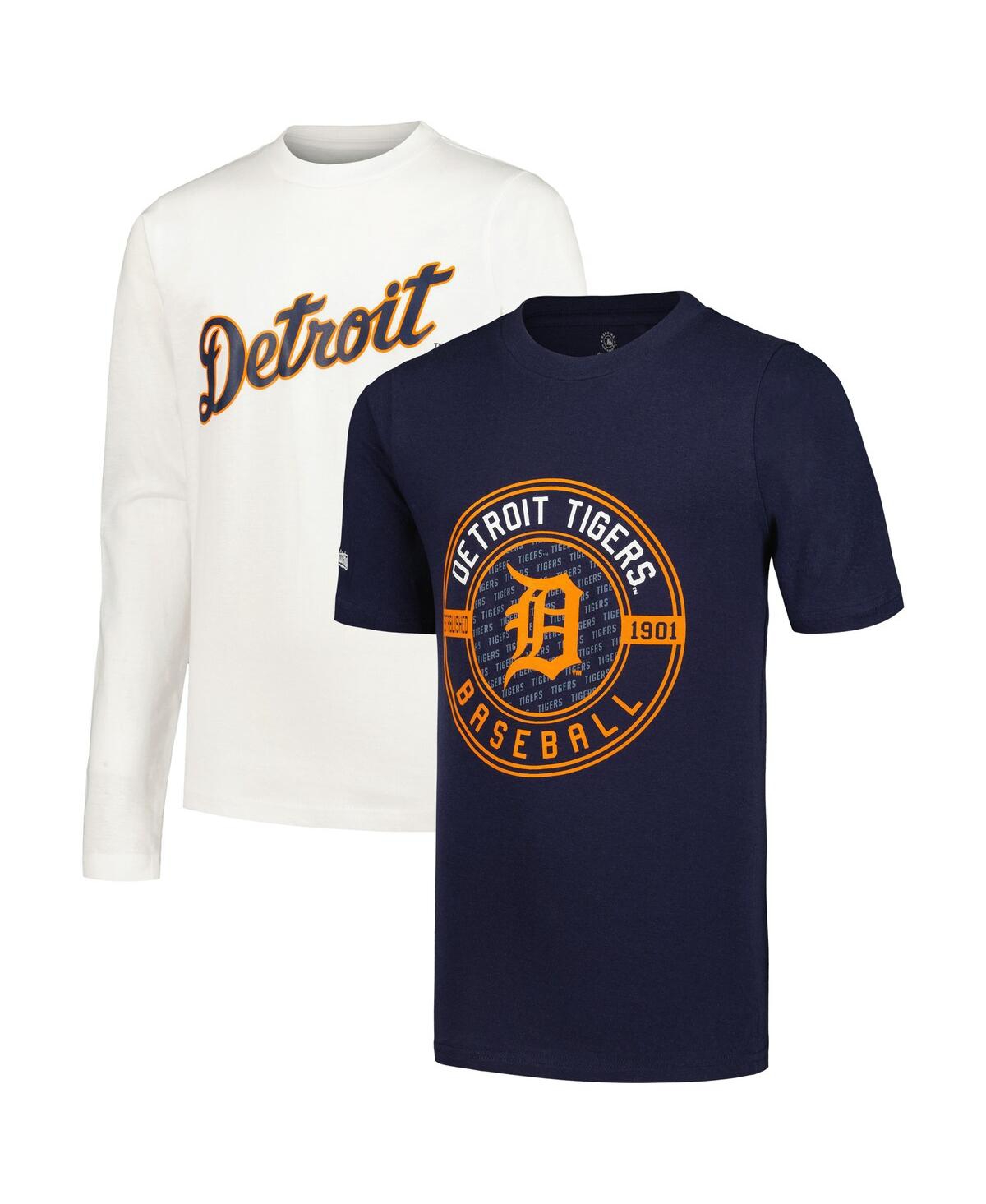Shop Stitches Big Boys  Navy, White Detroit Tigers T-shirt Combo Set In Navy,white