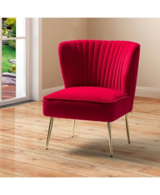 Velvet Accent Chair with Gold Metal Legs for Bedroom Guest Room Vanity