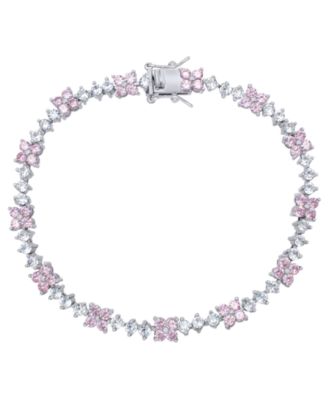 Macy's Pink Cubic Zirconia Flower Bracelet - Macy's