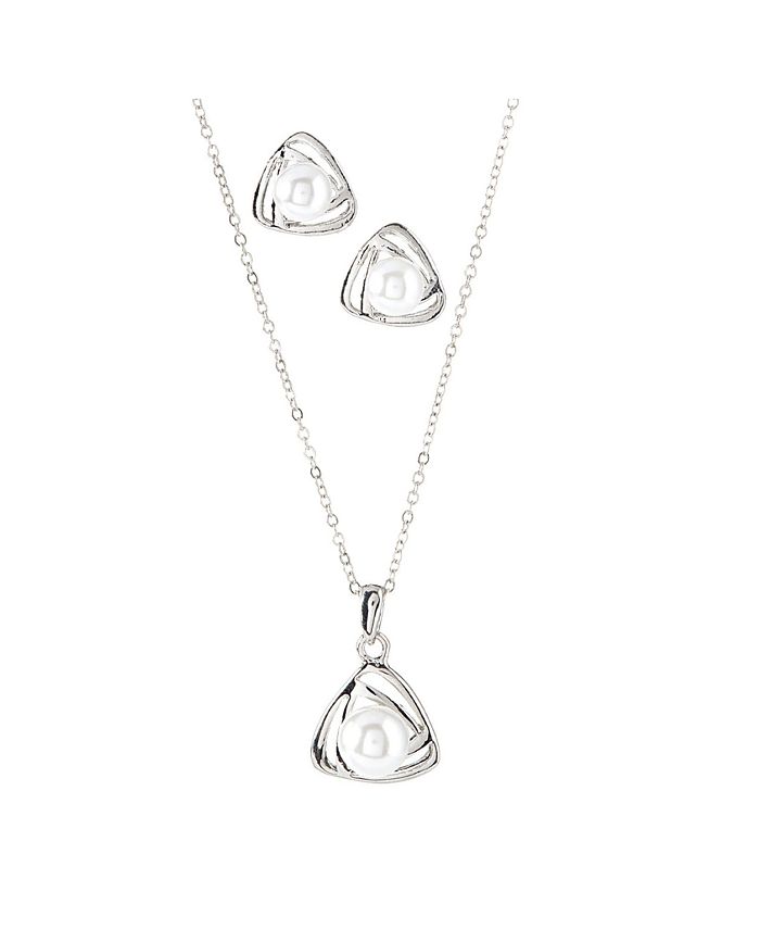 Hollywood Sensation Pearl Love Knot Necklace and Earring Set for Women