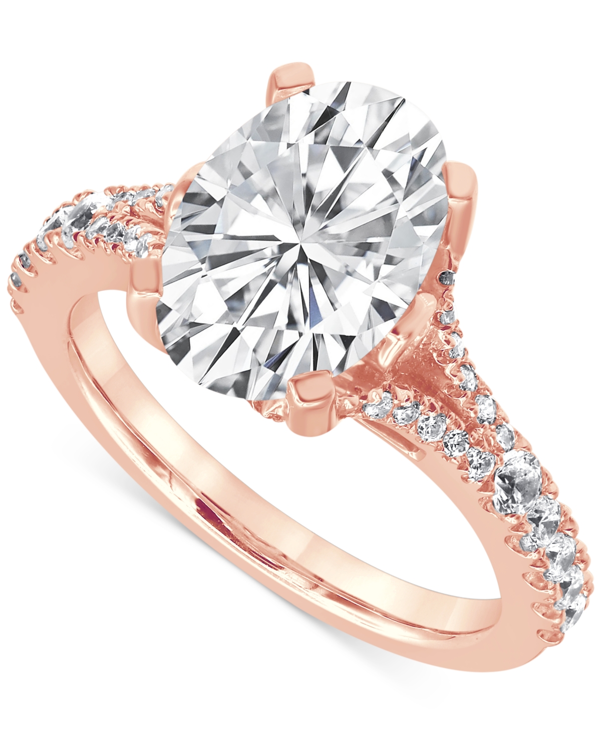 Badgley Mischka Certified Lab Grown Diamond Oval Split Shank Engagement Ring (3-1/2 Ct. T.w.) In 14k Gold In Rose Gold