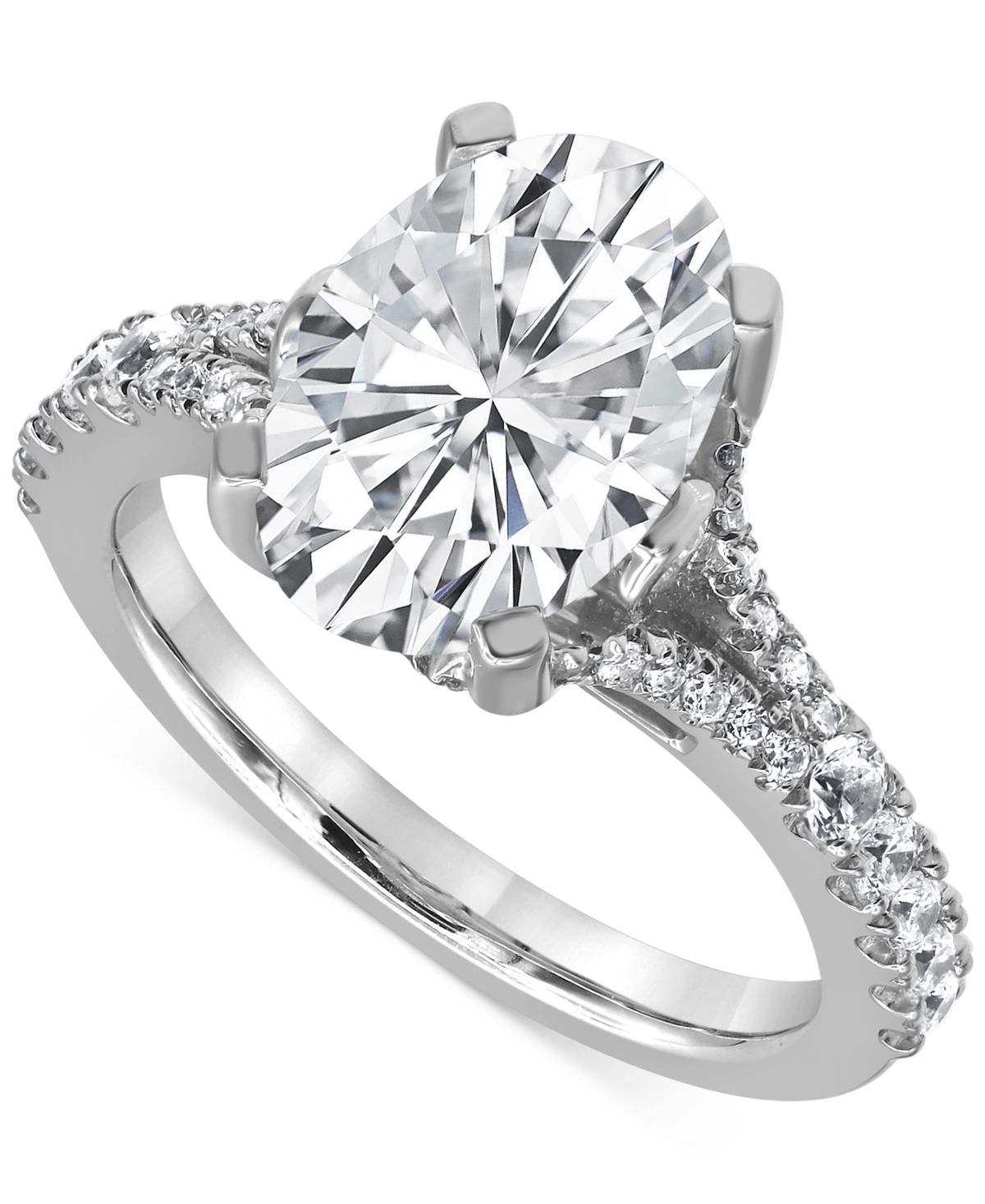 Badgley Mischka Certified Lab Grown Diamond Oval Split Shank Engagement Ring (3-1/2 Ct. T.w.) In 14k Gold In White Gold