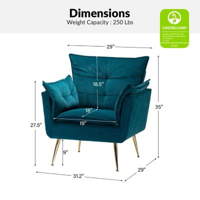 Velvet Accent Chair with Gold Legs