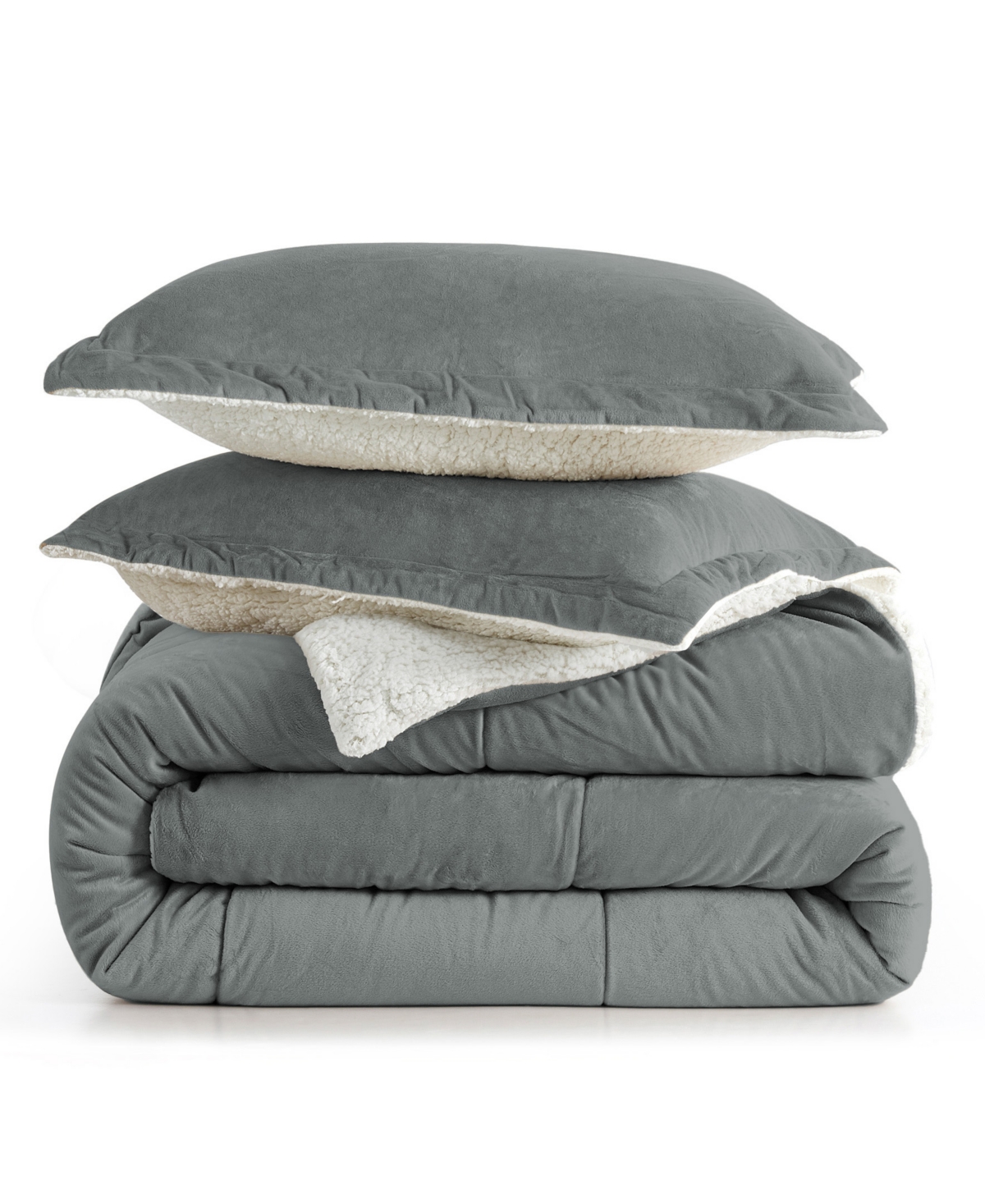 Unikome Classic 3 Piece Mediumweight Quilt Sherpa Ultra-Soft Reversible Down Alternative Comforter Set,